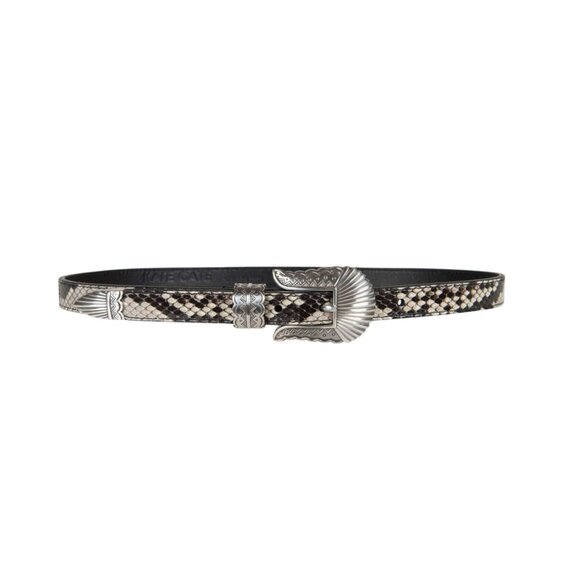Kate Cate Thin Kim Python-Print Calfskin Leather Belt With Western-Style Silver main image 4